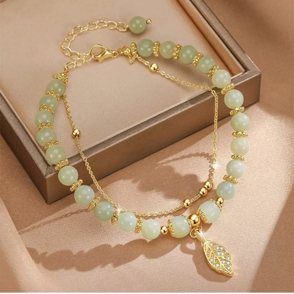 Jadine Gold Leaf Crystal Bracelet.